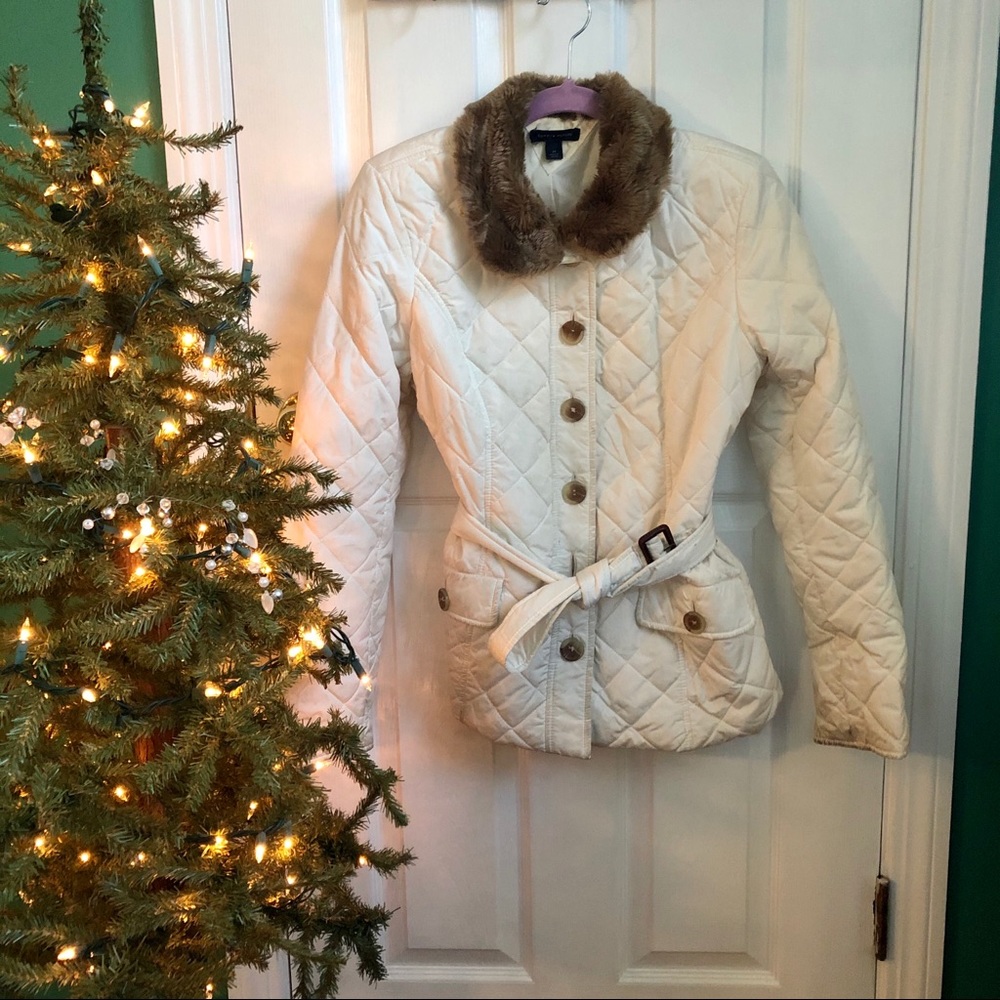 Tommy Hilfiger cream puffer jacket szM